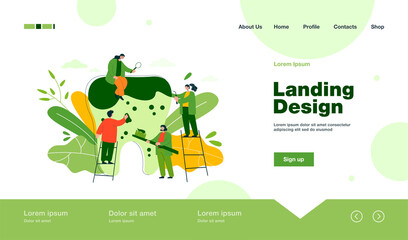 Tiny dentists taking care about huge tooth, Small teeth doctors examining, cleaning, brushing molar, preventing cavity. Caries prevention, treatment, stomatology, dentistry vector illustration