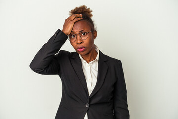 Young business african american woman isolated on white background tired and very sleepy keeping hand on head.