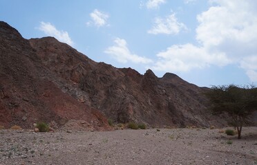 Hiking on  Tzfahot mountain near Eilat, South Israel