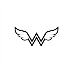 Letter W With Wings Logo design template.
