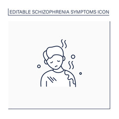 Poor care line icon. Personal hygiene deterioration. General apathy.Schizophrenia symptoms concept. Isolated vector illustration.Editable stroke