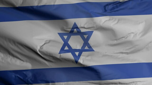 Israel flag seamless closeup waving animation. Israel Background. 3D render, 4k resolution