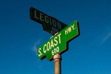 Fototapeta premium Road sign for South Coast Highway, Southern California