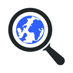 magnifying glass with world map