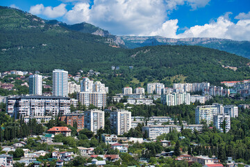 Fototapeta na wymiar City landscape with a view of the buildings of Yalta, Crimea