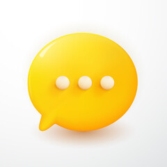 modern 3D Minimal yellow chat bubbles on white background. concept of social media messages. 3d render illustration