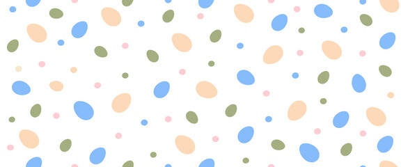 Vector illustration seamless on a white background Pattern of blue Easter eggs. Design of banner postcards packaging