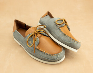 Classic men's leather boat shoes. These laced loafers are the traditional fashion accessory for...