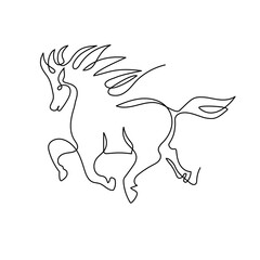 Chinese zodiac sign year of the horse. The horse is drawn with one line. Continuous line.