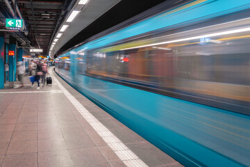 Fototapeta na wymiar Willi-Brandt-Platz als U-Bahn Station in Frankfurt am Main