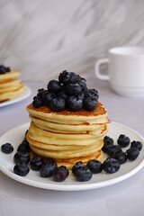Pancakes with blueberries. Berries. American pancakes.