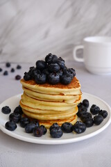 Pancakes with blueberries. Berries. American pancakes.