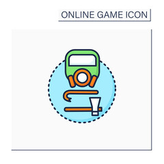 Survival game color icon. Action video games. Hostile, open-world environments. Minimal equipment required to survive. Online game concept. Isolated vector illustration