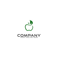 apple logo design with green leaves. logo template