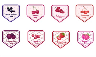 Vector set of berries jam labels