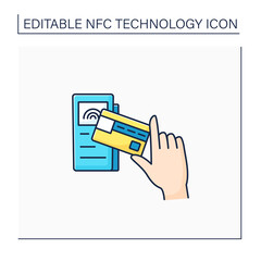 NFC color icon. Credit card for payment.Banking terminal. Near Field Communication. Contactless payment concept. Isolated vector illustration