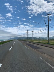 Fototapeta premium 北海道 風景 道