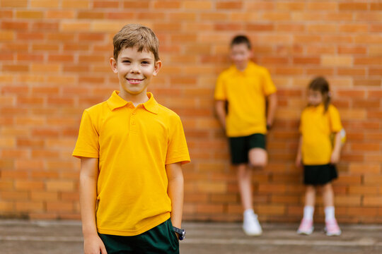 Australian public school boy portrait outside