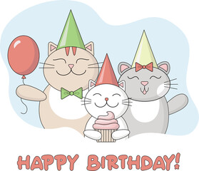 cats family come to the birthday