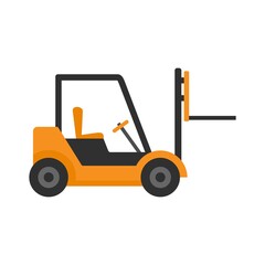 Warehouse forklift icon flat isolated vector