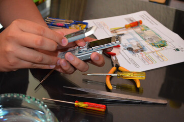 old cell phone in repair