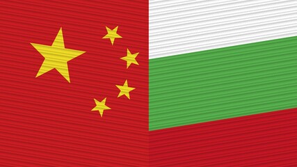 Bulgaria and China Two Half Flags Together Fabric Texture Illustration
