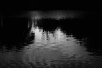 pond water ripples and reflections during sunset