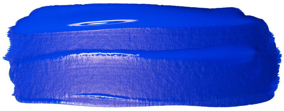 Acrylic Stain Blue Brushstroke. Hand-drawn, Real.