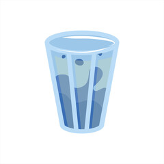 Glass tumbler with water in flat style. Vector image isolated