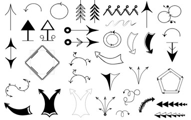 A set of different arrows and decorative elements