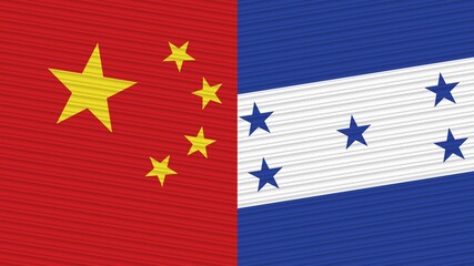Honduras and China Two Half Flags Together Fabric Texture Illustration