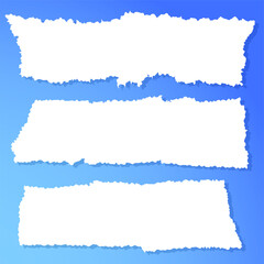 Scrap paper. Torn pieces of white sheet. Flat vector cartoon illustration.