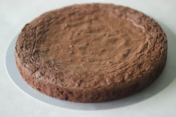 Home baked fudgy chocolate brownie.