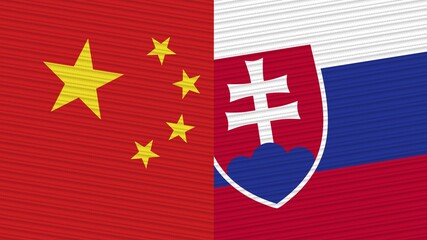 Slovakia and China Two Half Flags Together Fabric Texture Illustration