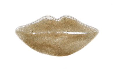 Light gray texture of cosmetic product, body scrub isolated on white background