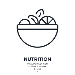 Nutrition editable stroke outline icon isolated on white background flat vector illustration. Pixel perfect. 64 x 64.