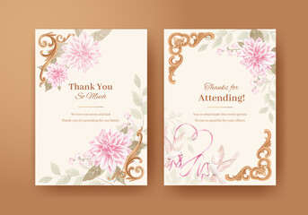 Card template with cottagecore flowers concept,watercolor style