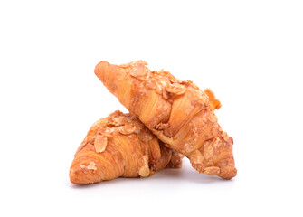 delicious fragrant fresh croissant isolated on white background french breakfast close-up objects