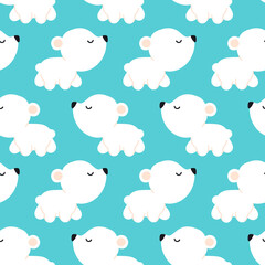 Simple seamless pattern with polar bears on a blue background