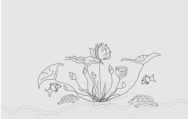 Floral Water Lily Elements for design,  background
