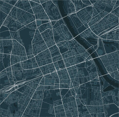 map of the city of of Warsaw, Poland