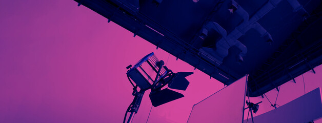 Studio light equipments for photo or film movie video. Light set for professional shooting studio...