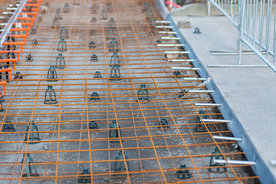 Footpath with reinforcement framework ready for concrete pour
