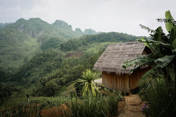 Wooden hut in the mountains of Thailand