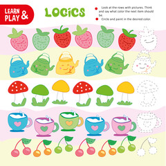 Logic Color Chain Kid Game Printable Worksheet