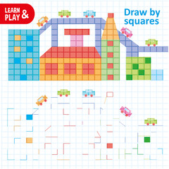 Draw by Squares City and Cars Art Kid Game