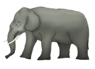 Fototapeta na wymiar illustration of an elephant on a white background.