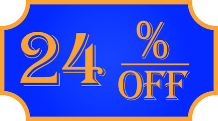 24 percent off- blue. Promotional discount label for promotions and discount offers.