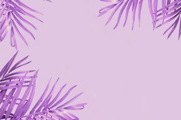 Fototapeta na wymiar Decorative Border Frame Purple Violet Shiny Leaves 