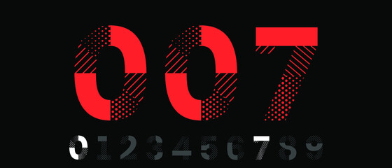 Numbers different design made on black background.